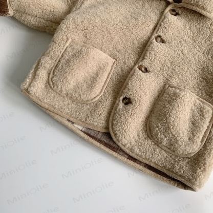  Baby Solid Color Sherpa Lapel Outerwear - image 6