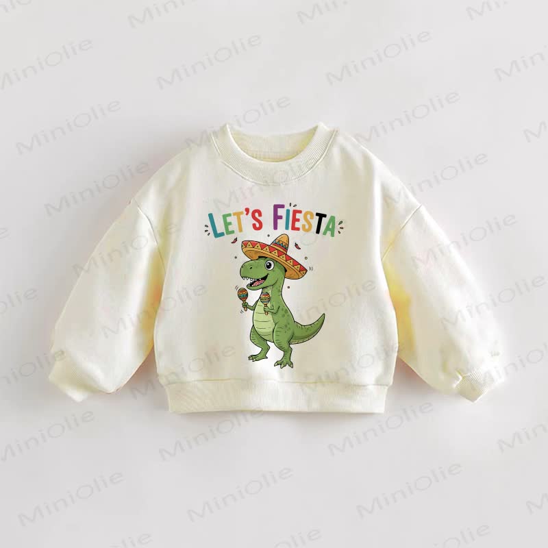 LET'S FIESTA Baby Toddler Dinosaur Cream Sweatshirt - Cream - 3-5T - image 1