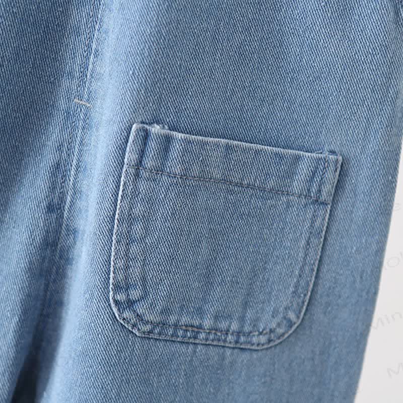 Toddler Embroidered Flower Pocket Denim Overalls - image 11