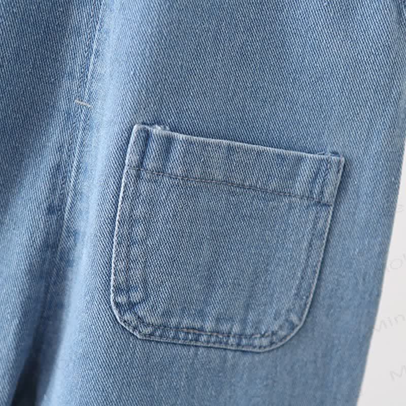 Toddler Embroidered Flower Pocket Denim Overalls - image 11