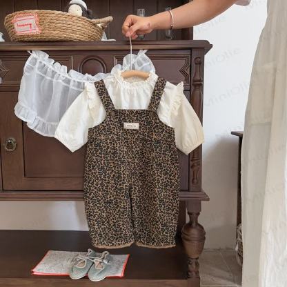 Baby Leopard Overalls or Beige Top - image 4