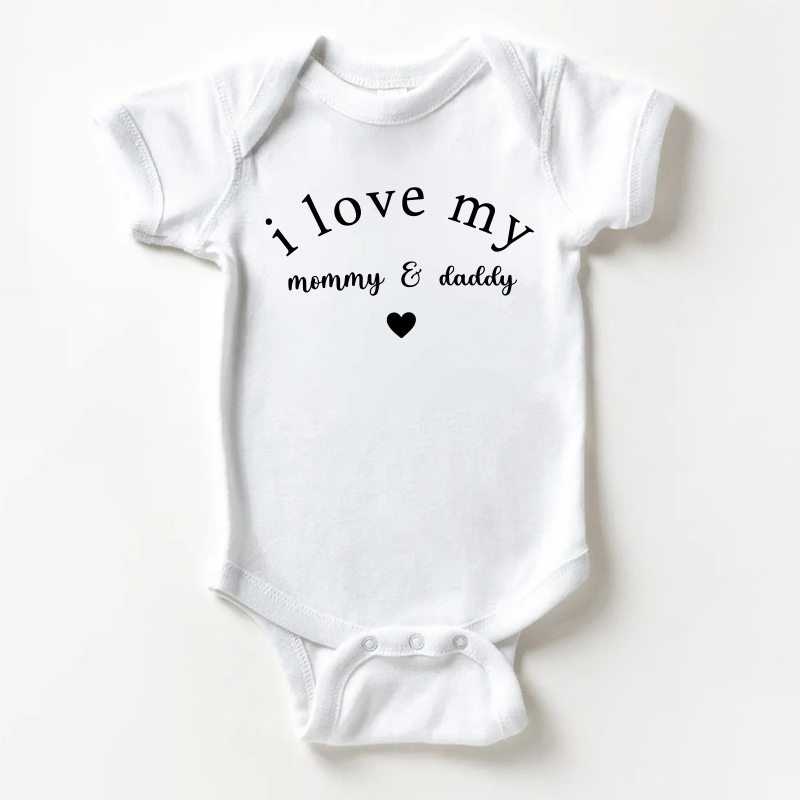 I LOVE MY MOMMY&DADDY Baby Slogan White Bodysuit - White - 18-24M - image 1