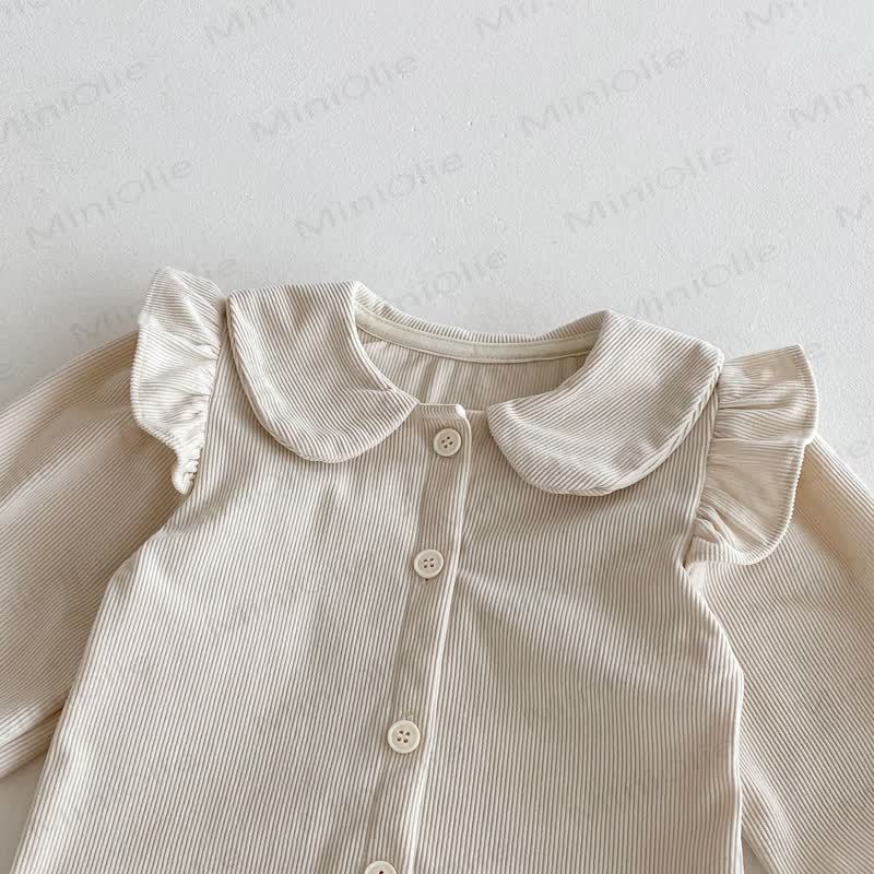 Toddler Girl Cord Bow Green Sleeveless Dress/Beige Baby Collar Top - image 15