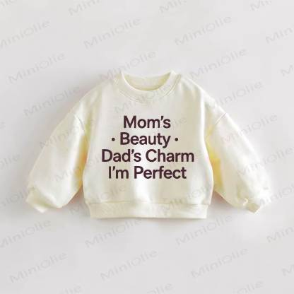 MOM'S BEAUTY DAD'S CHARM I'M PERFECT BABY Baby Toddle Slogan Sweatshirt - Cream - 3-5T - image 1