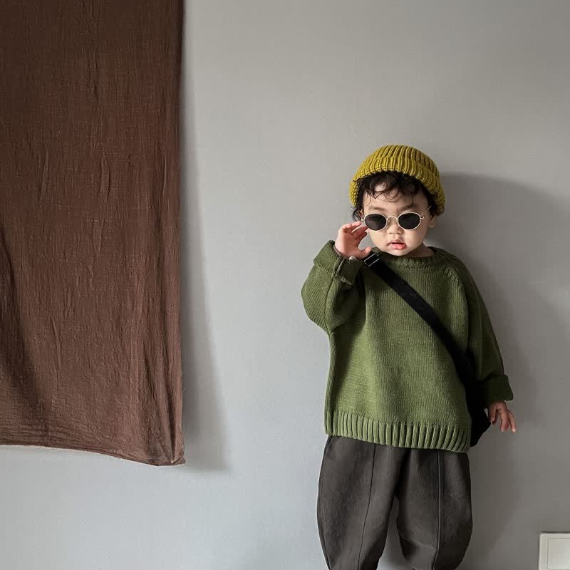 Toddler Solid Color Loose Relax Sweater - image 21