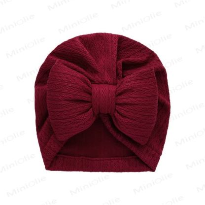 Baby Newborn Bow Protector Hat - Wine Red - image 7