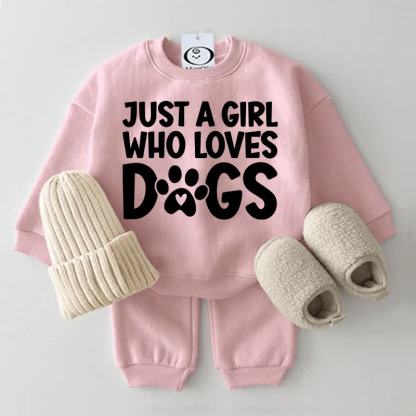 JUST A GIRL WHO LOVES DOGS Baby Sweatshirt 2-piece Set - Pink - 2-3T - image 3