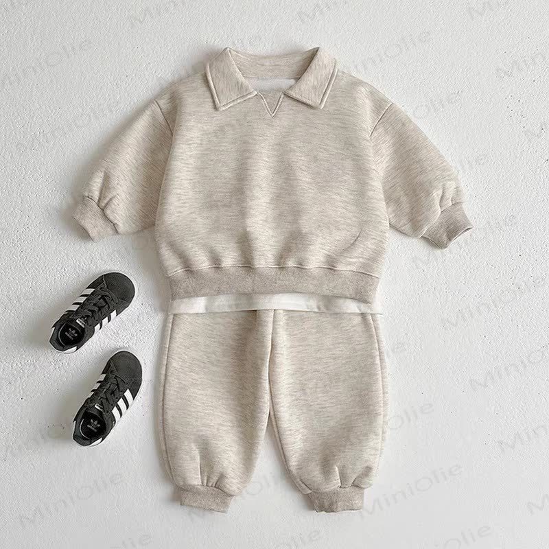 Baby Toddler Solid Color 2-piece Set - Beige Grey - 5-7T - image 4