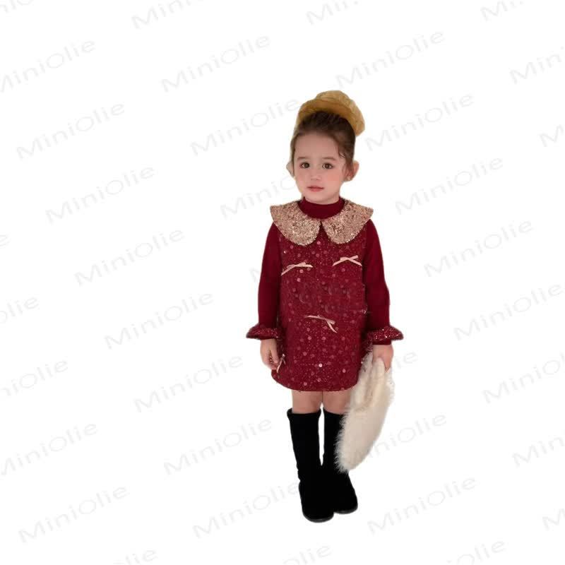 Toddler Girl Red Bow Sequins Dress & Top - image 4