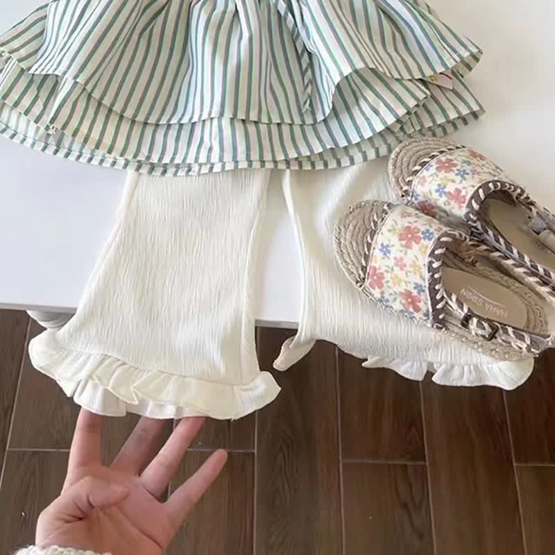 Baby Striped Tank Top/Bell-bottomed Pants - Beige Pants - 5-7T - image 4
