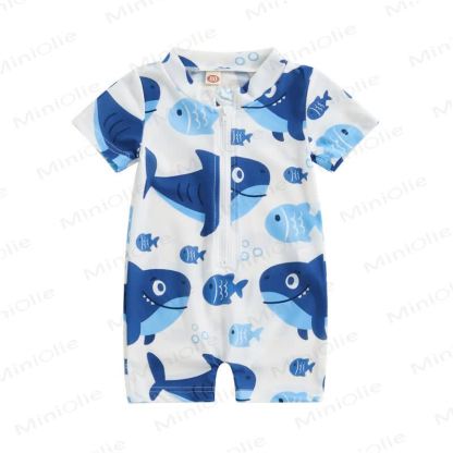 Baby Toddler Boy Shark Boxer Shorts Swimsuit  - Big Shark - 3-5T - image 4