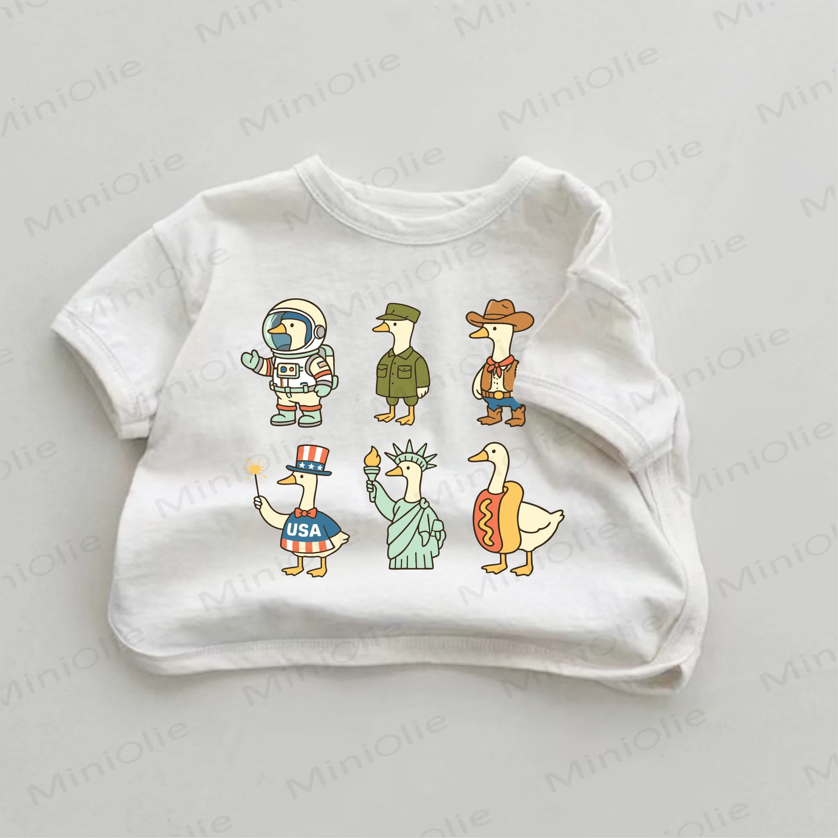 Baby White Geese Print T-shirt - White - 18-24M - image 1