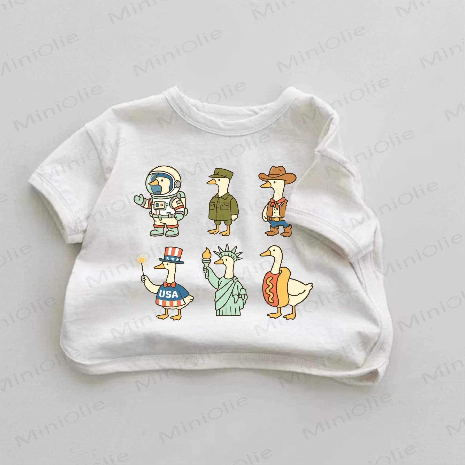 Baby White Geese Print T-shirt - White - 18-24M - image 1