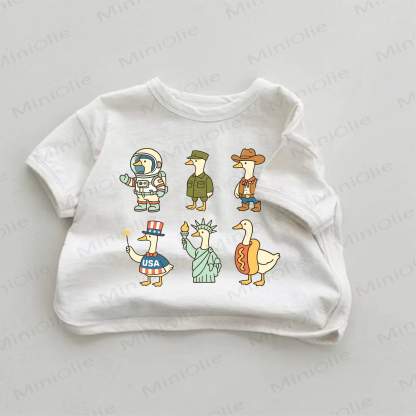 Baby White Geese Print T-shirt - White - 18-24M - image 1