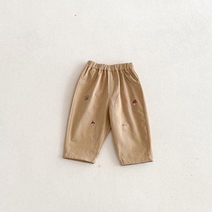 Baby Toddler Boy Squirrel Mushroom Denim Pants - Brown - 3-5T - image 7