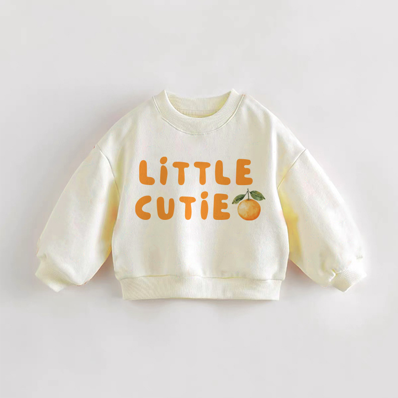 LITTLE CUTIE Baby Toddler Orange Pattern Cream Sweatshirt - Cream - 3-5T - image 1