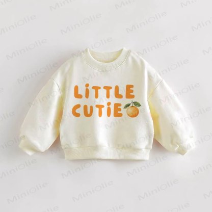 LITTLE CUTIE Baby Toddler Orange Pattern Cream Sweatshirt - Cream - 3-5T - image 1