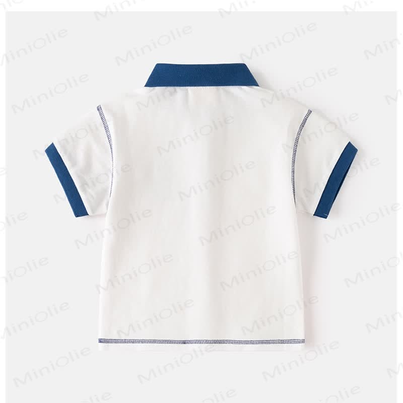 Kid Boy Embroidered Dinosaur Truck Polo Shirt - image 3