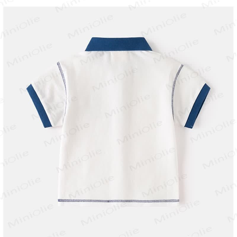 Kid Boy Embroidered Dinosaur Truck Polo Shirt - image 3