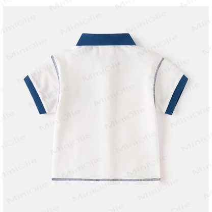 Kid Boy Embroidered Dinosaur Truck Polo Shirt - image 3