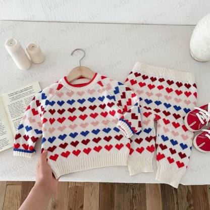 Baby Toddler Knit Colorful Heart Sweater & Pants - image 11