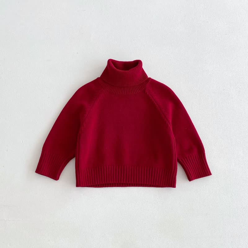 Kid Knitted Solid Color Sweater - Claret - 8Y - image 12