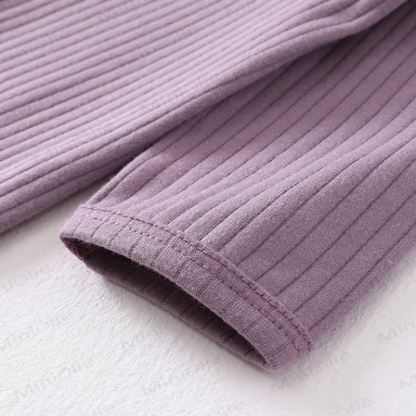 Baby Solid Color Ribbed Pajamas Romper - image 5