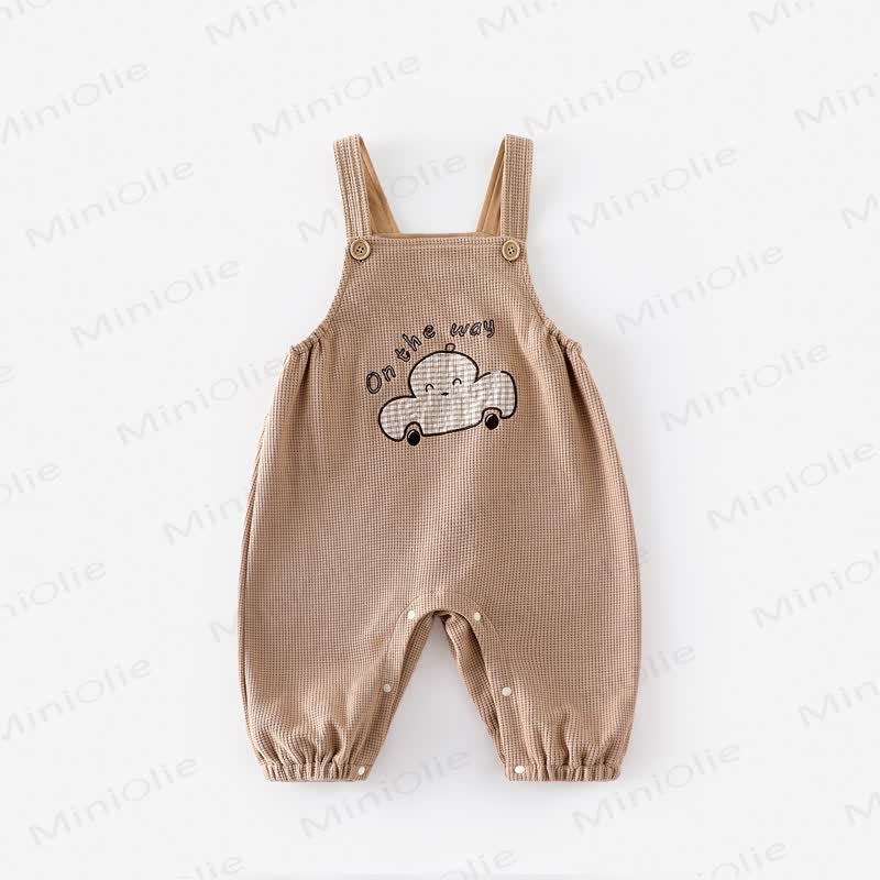ON THE WAY Baby Happy Face Car Overalls - Khaki Overalls - 2-3T - image 6