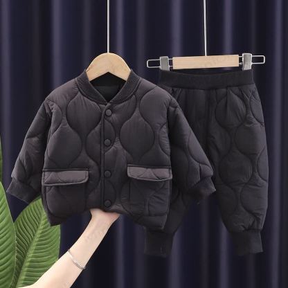 Toddler 2-Piece Solid Color Quilted Set - Black - 5-7T - image 16