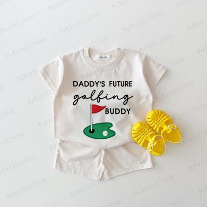 DADDY'S FUTURE GOLFING BUDDY Baby Pin Print White 2-piece Set - White - 18-24M - image 1