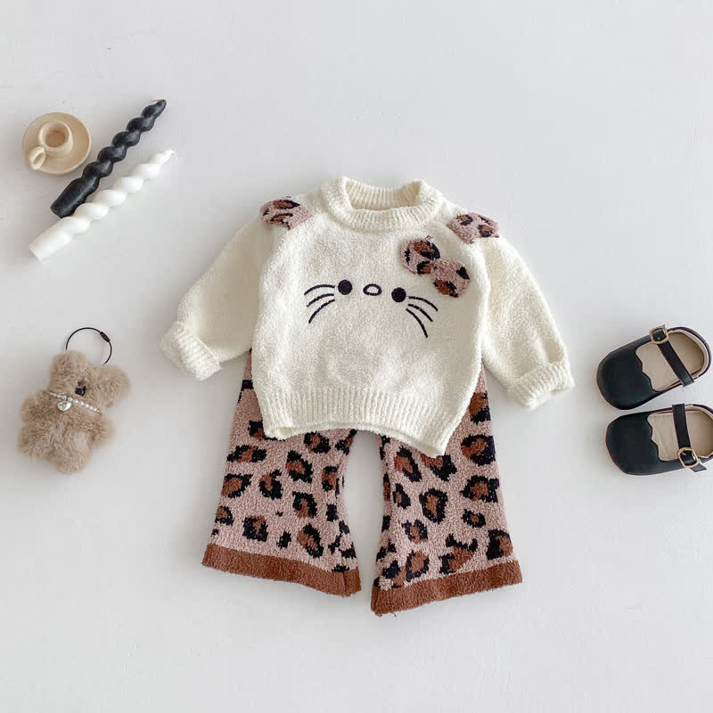 Baby Toddler Girls Leopard Cat Bow 2-piece Set - image 4