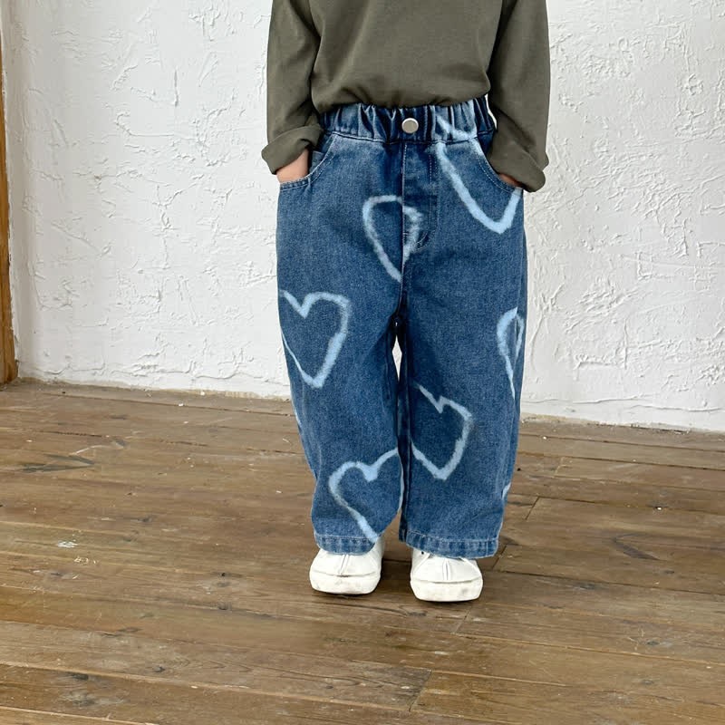 Toddler Lovely Heart Denim Loose Pants - image 18