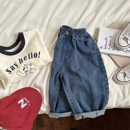 Kid Boy Loose Harem Jeans Pants - image 12