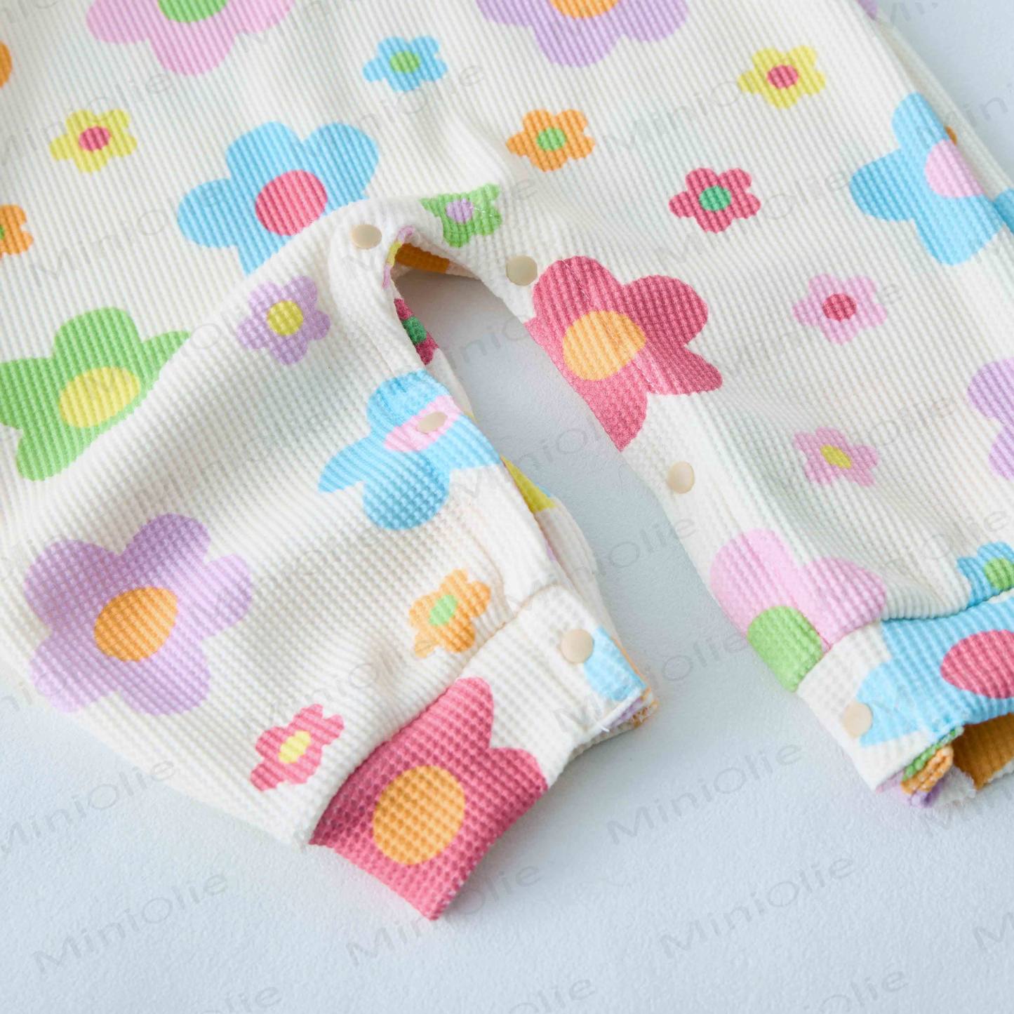 Baby Waffle Dopamine Flowers Romper - image 5