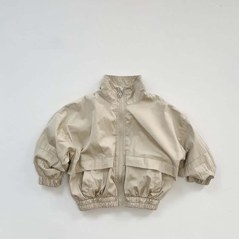 Toddler Boy Retro Stand Collar Jacket - Khaki - 7-9T - image 2