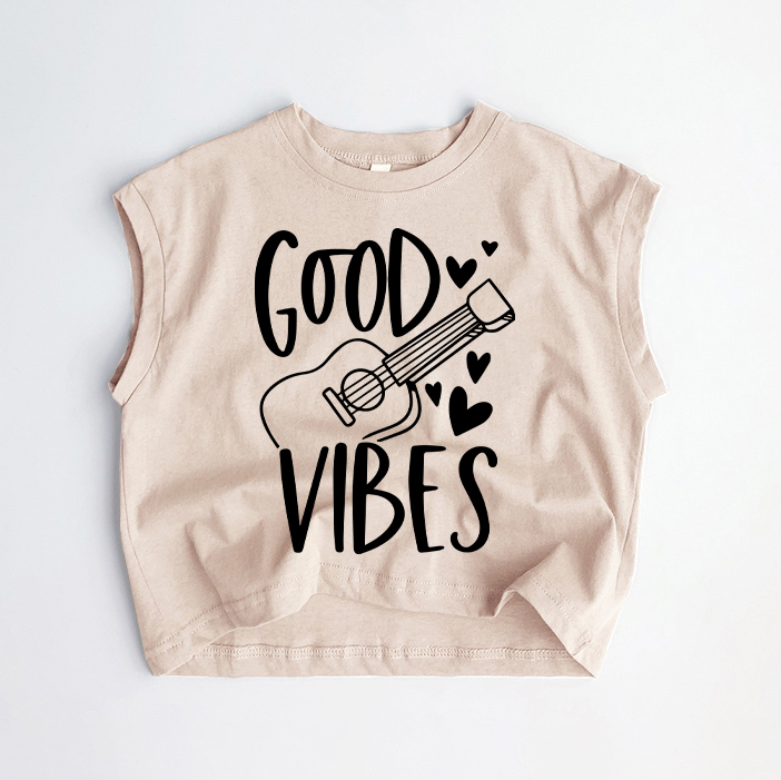 GOOD VIBES Baby Toddler Khaki Tank Top - Khaki - 3-5T - image 1