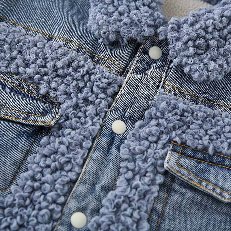 Baby Denim Blue Warm Fleece Romper - image 6