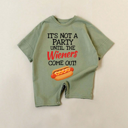 IT'S NOT A PARTY UNTIL THE WIENERS COME OUT! Baby Green Slogan Romper - Green - 18-24M - image 1