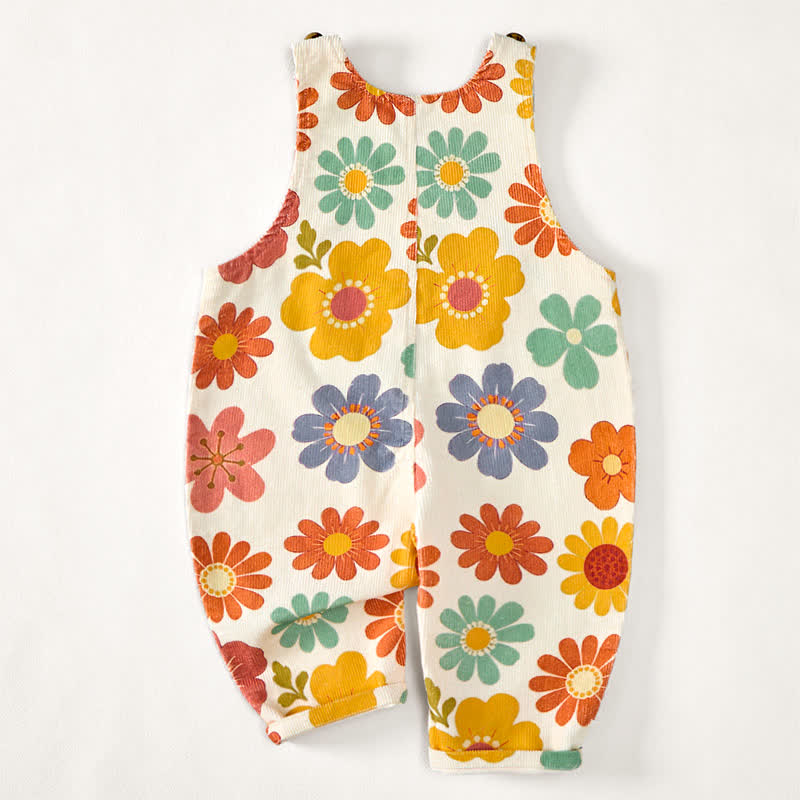 Baby Toddler Colorful Flower Print Beige Overalls - image 4