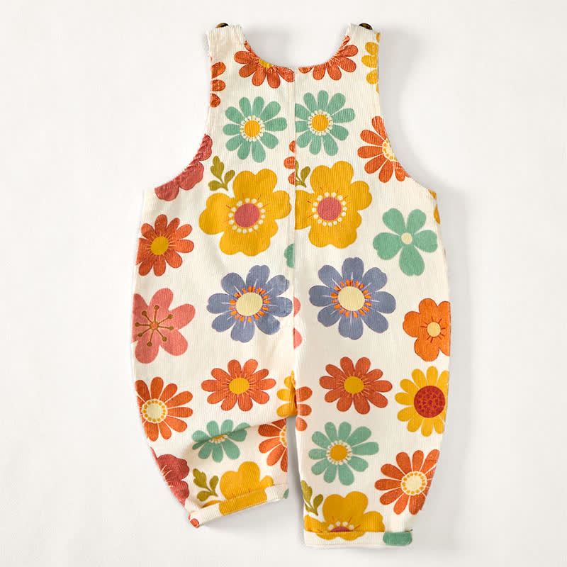 Baby Toddler Colorful Flower Print Beige Overalls - image 4