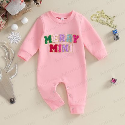 SANTA BABY MERRY MINI Baby Slogan Romper - Pink - 12-18M - image 5