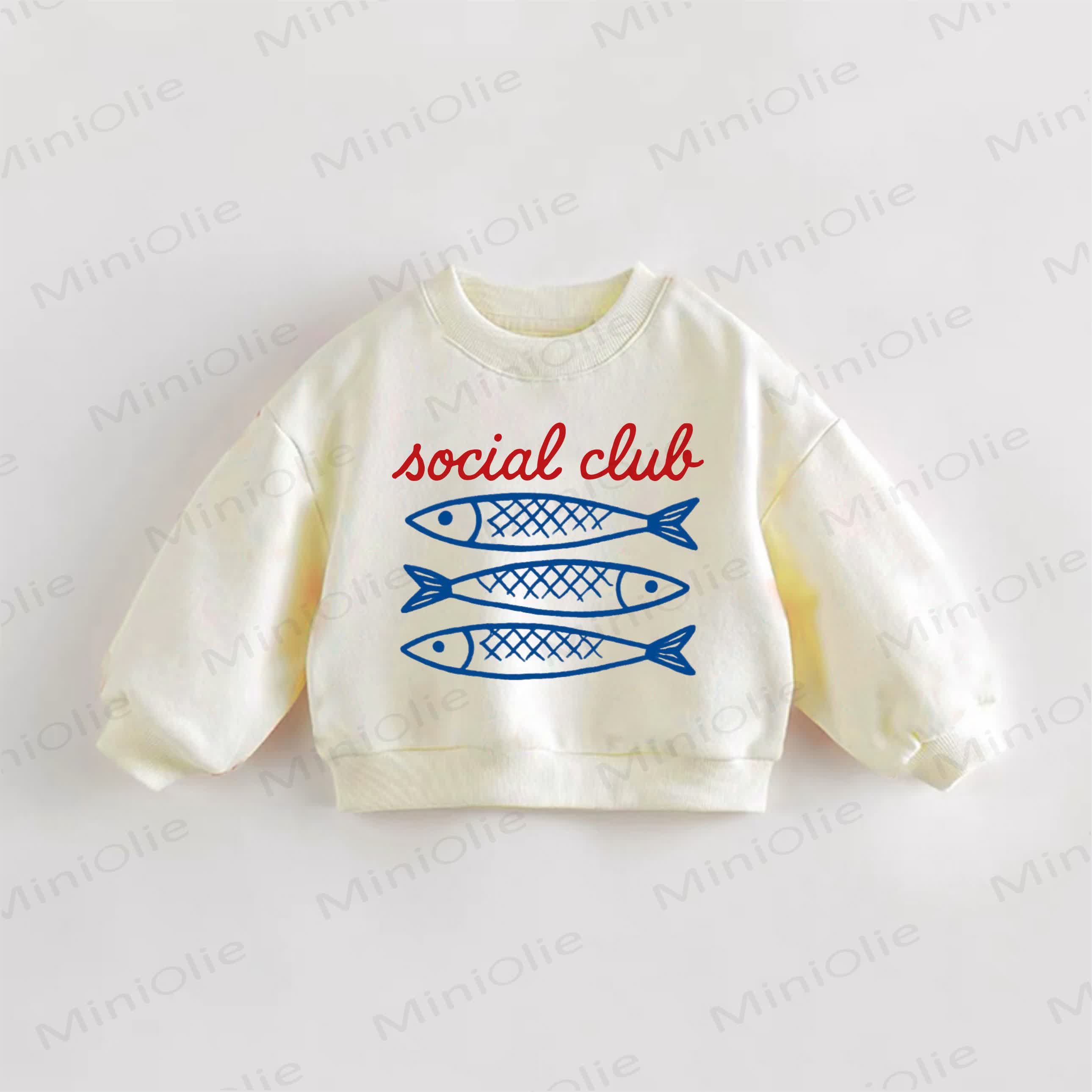 SOCIAL CLUB BABY Baby Toddle Sardines Print Sweatshirt - Cream - 3-5T - image 1