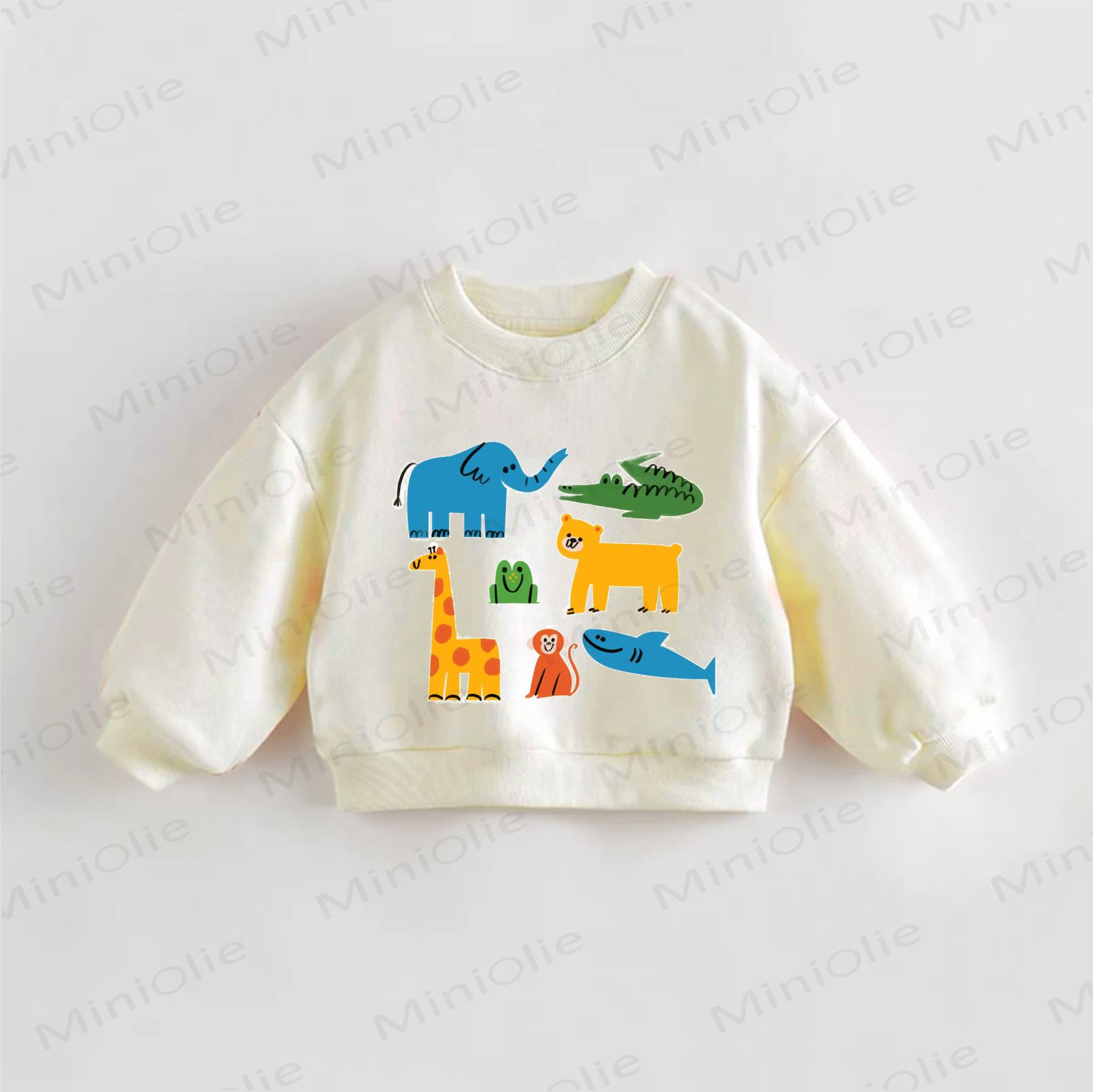 Baby Toddler Animals Print Sweatshirt - Cream - 3-5T - image 1