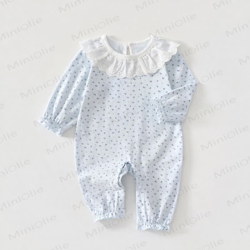 Baby Lace Collar Cotton Romper - Blue - 18-24M - image 7