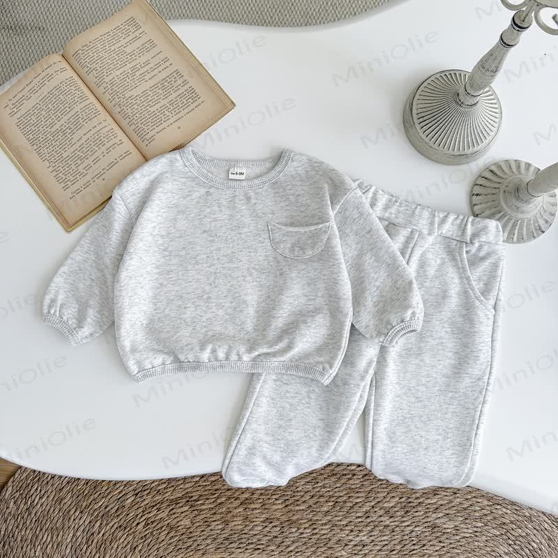 Baby Girl Solid Color 2-piece Sweatshirt Set - image 6