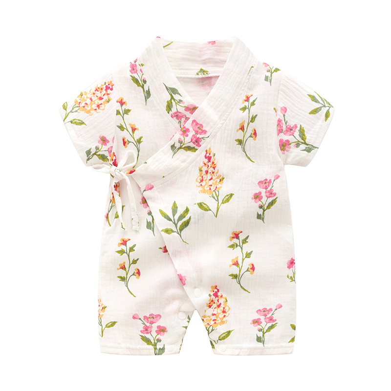Baby Kimono Romper - White Floral - 18-24M - image 7