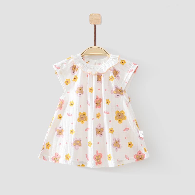 Baby Toddler Girl Fruit/Floral Print Summer Dress - Yellow Bear - 3-4T - image 3