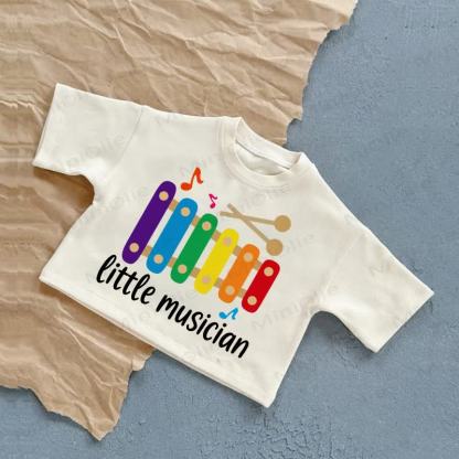LITTLE MUSICIAN Baby Xylophone Print White Casual T-Shirt - White - 2-3T - image 1