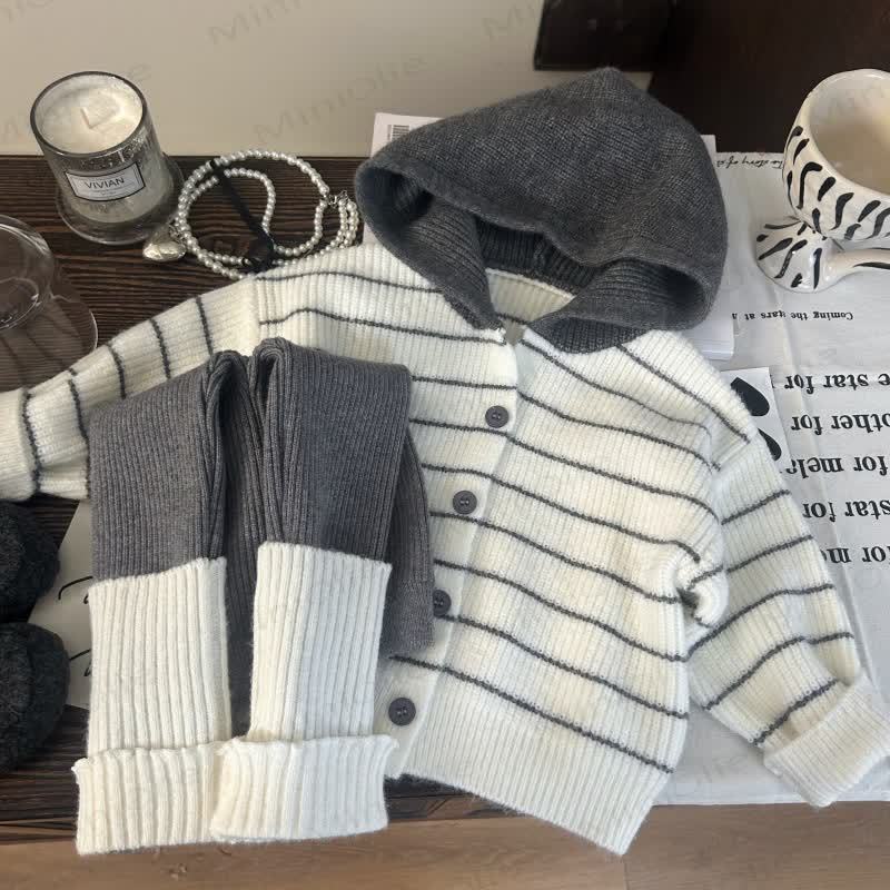 Toddler Kid Girl Stripe Knitted Sweater/Leggings - Leggings - 10Y - image 3