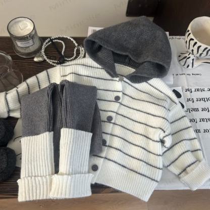 Toddler Kid Girl Stripe Knitted Sweater/Leggings - Leggings - 10Y - image 3